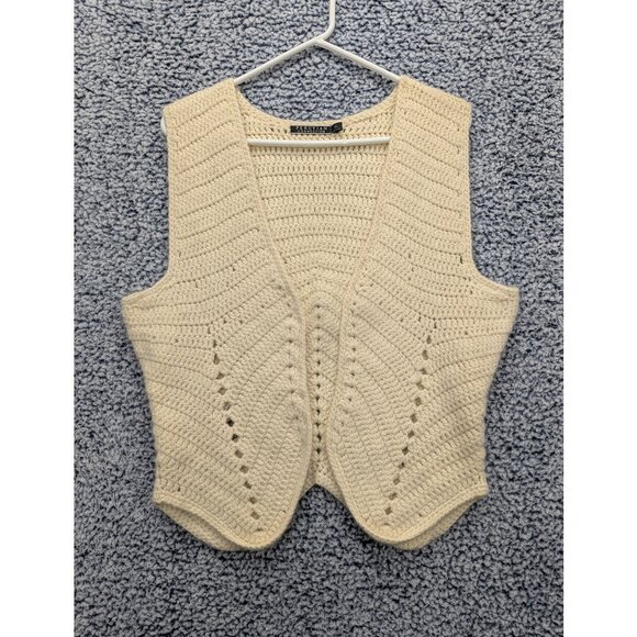 Peruvian Connection Knit Cardigan Vest Womens XL Wool Cottagecore Crochet Boho - Picture 1 of 10